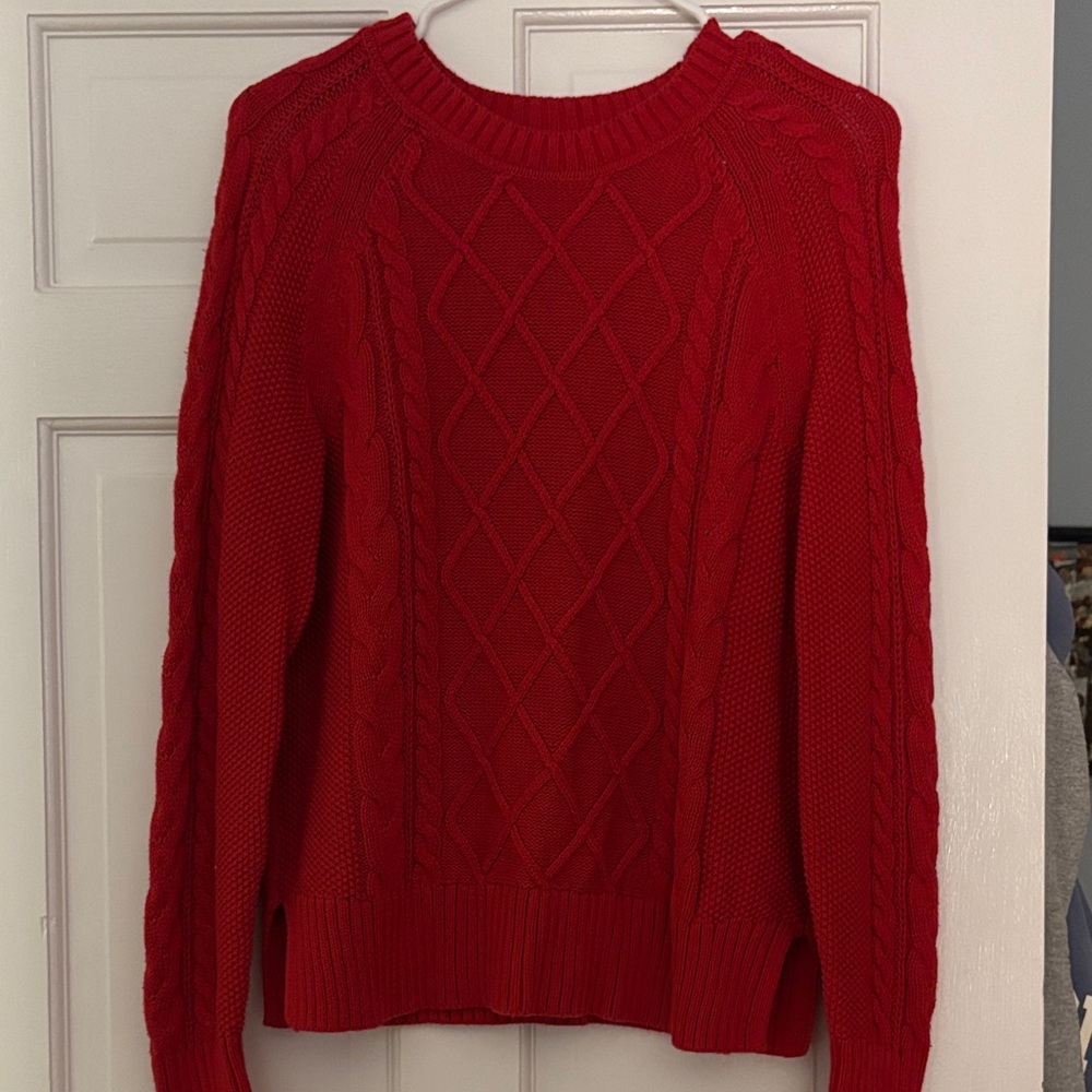 GAP Vibrant Red Cable Knit Sweater